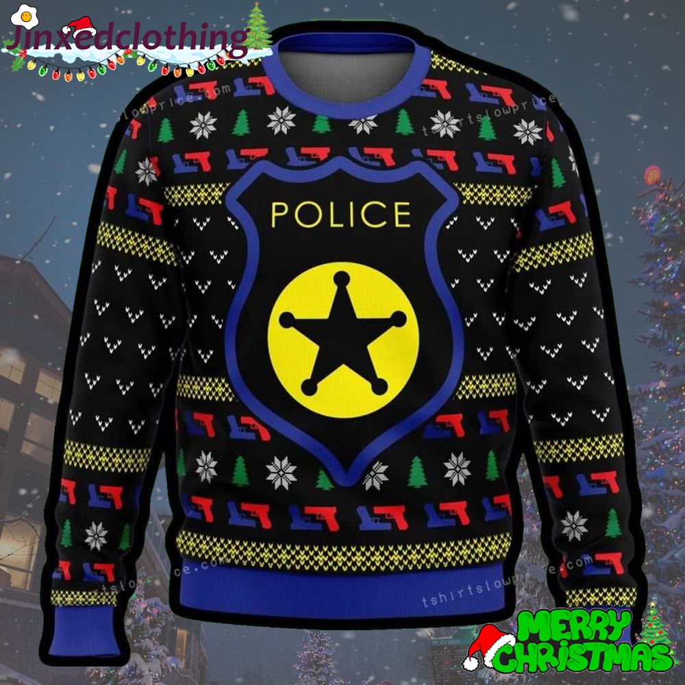 Us Police Badge Womens Ugly Sweater Christmas Party 